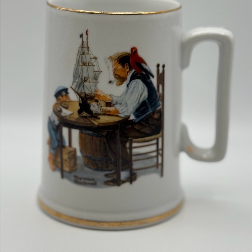 Vintage Nautical Themed Mug with Gold Trim